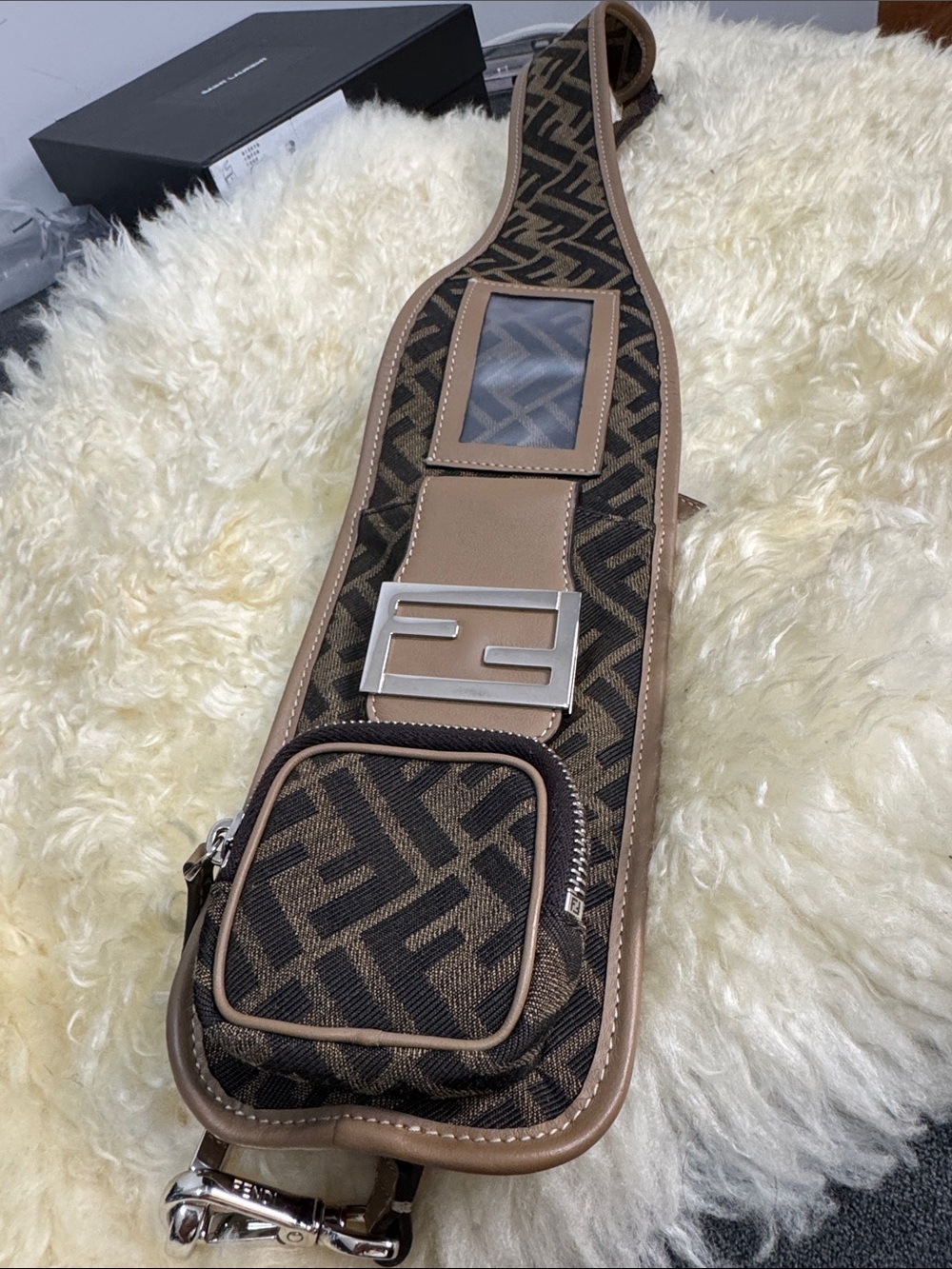 Fendi Brown & Tan FF Logo Belt Bag